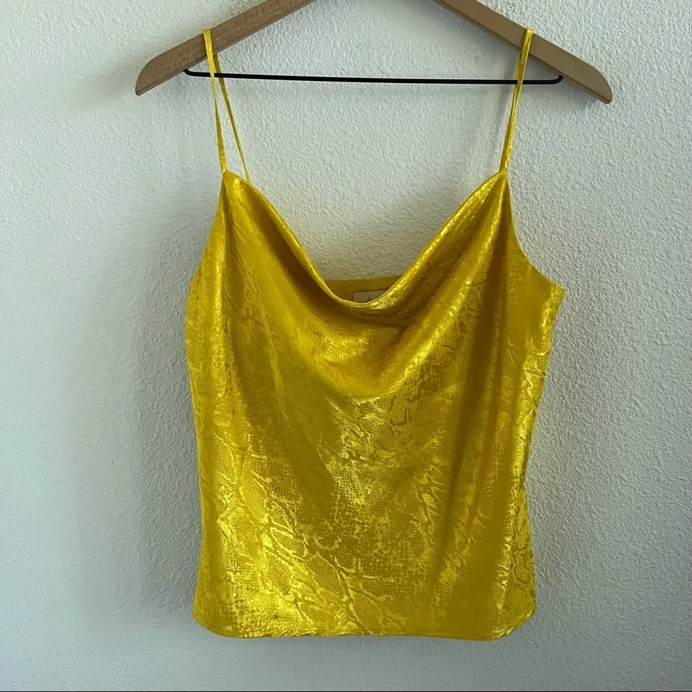 WAYF Snake Print Cowl Neck Satin Camisole Slip Tank Top Edgy Small - Image 2