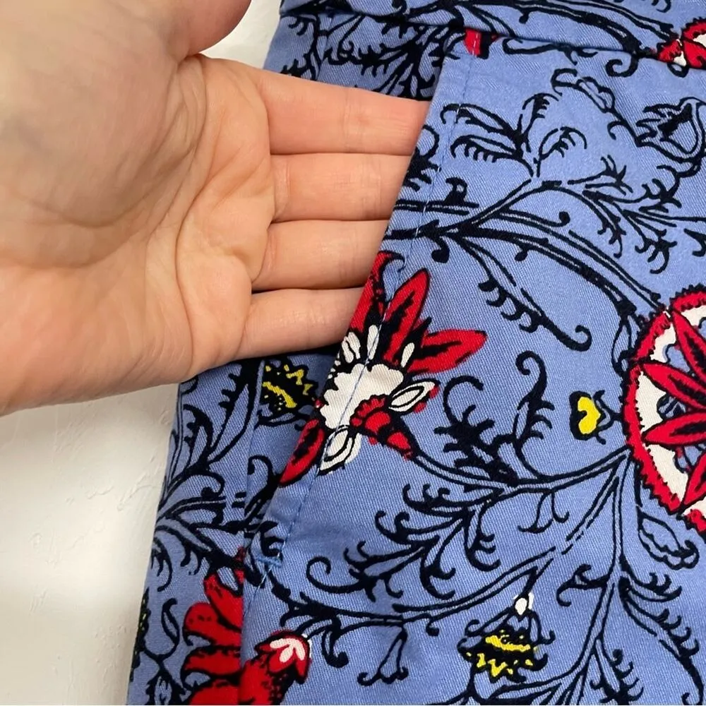 Loft Blue Floral 4in Chino Shorts Dress Shorts Womens 6 Red Yellow Boho Coquette - Image 4