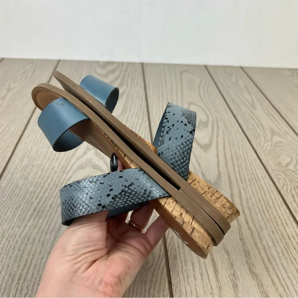 Sun + Stone Easten Slide Sandals 6M Blue Snake Skin Pattern $50 Size 6 - Image 5