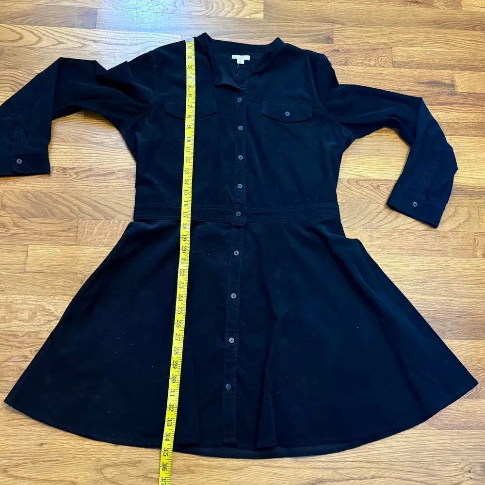 GAP Womens 12 Dark Midnight Blue long Sleeve Fit and Flare Corduroy Dress Pocket - Image 4