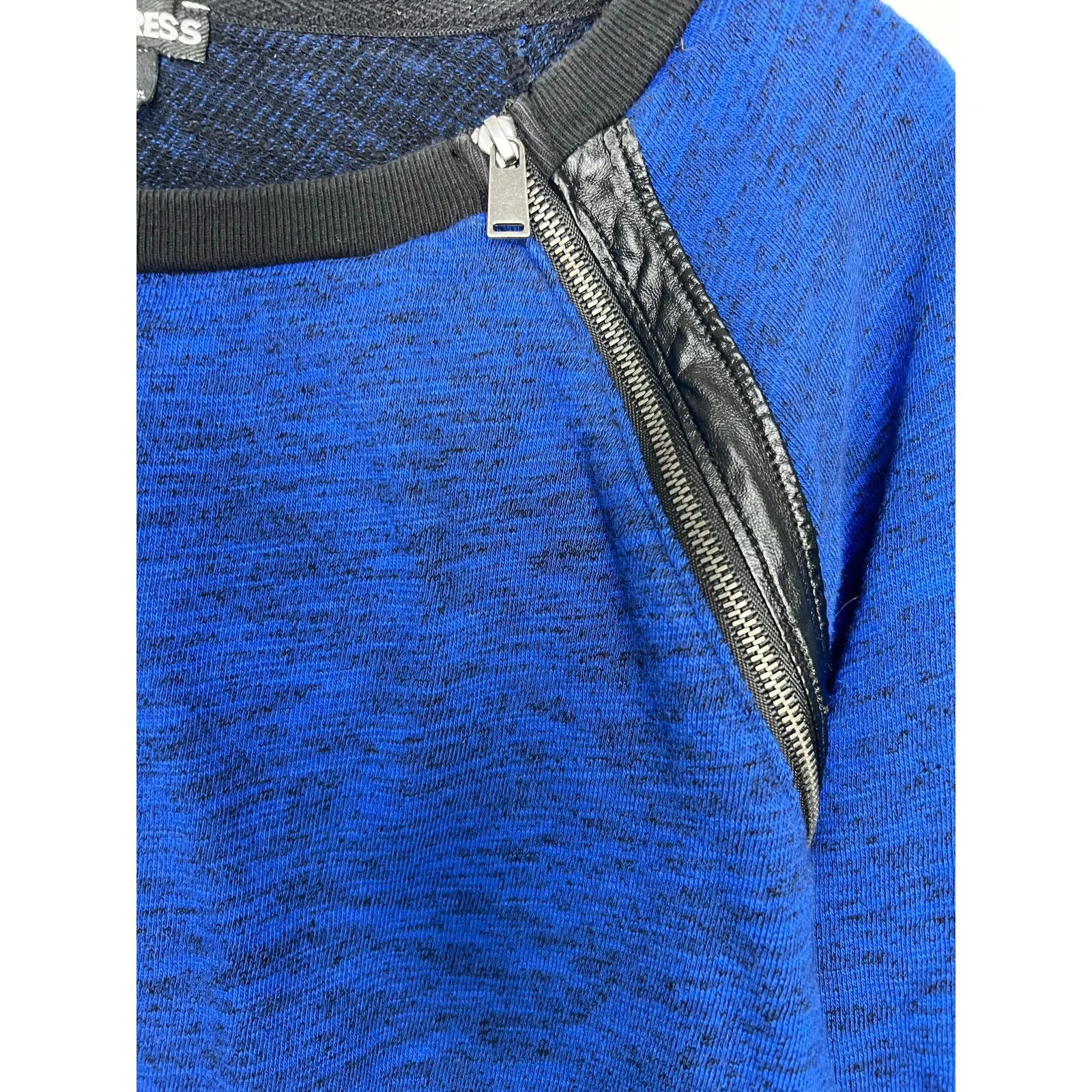 Express Blue Faux Leather Zip Hi-Lo Hem Alt Femme Top Sz Small - Image 2