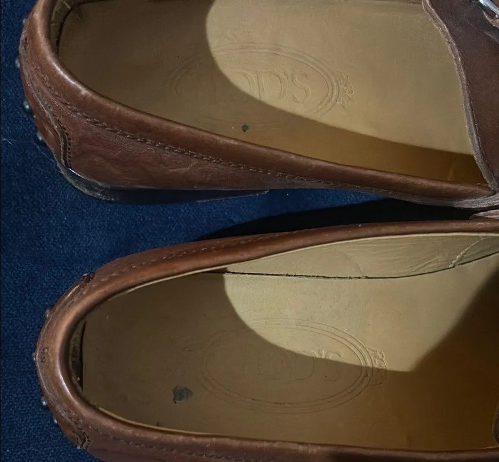 TOD’S GOMMINO LEATHER Driver LOAFERS British Tan Brown Leather Size 36 - Image 7