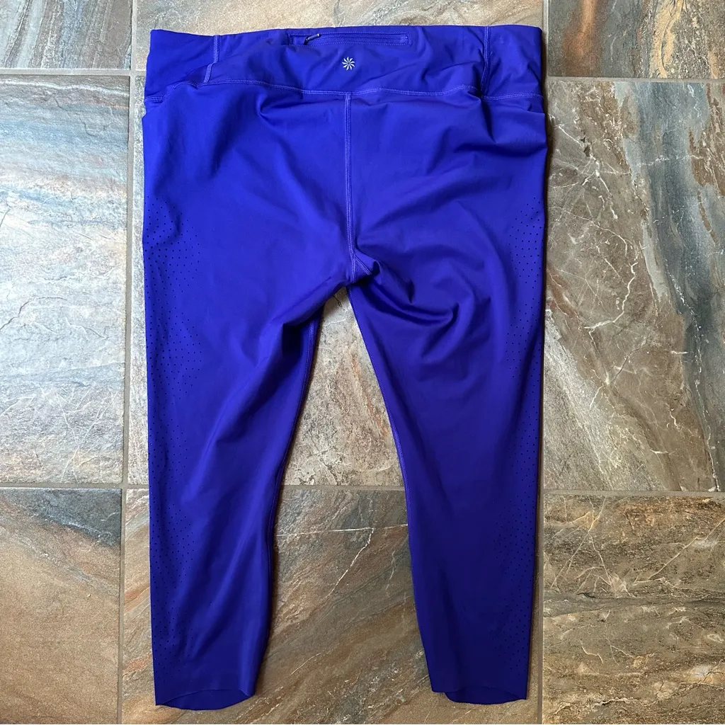 Athleta Velocity Laser Cut Leggings Blue Paradise Women’s Size XL - Image 4