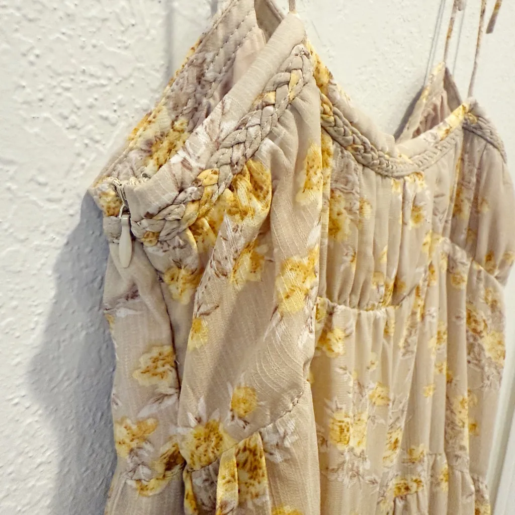 VICI‎ Floral Shirred Tie Shoulder Midi Dress size Large - Image 5