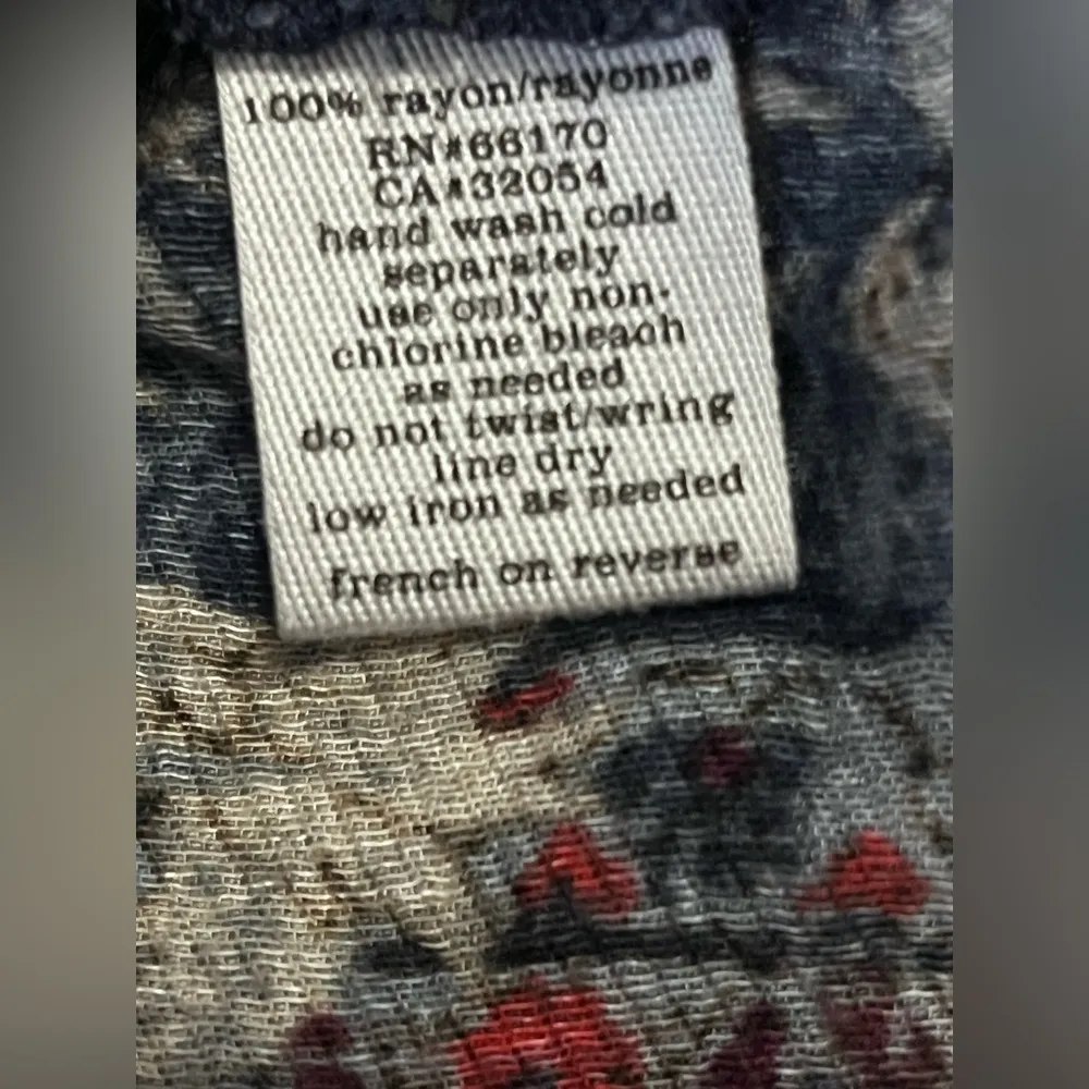 Ecoté Urban Outfitters Women’s Floral Shirt Boho 3/4” Sleeve Blue Paisley Size M - Image 6