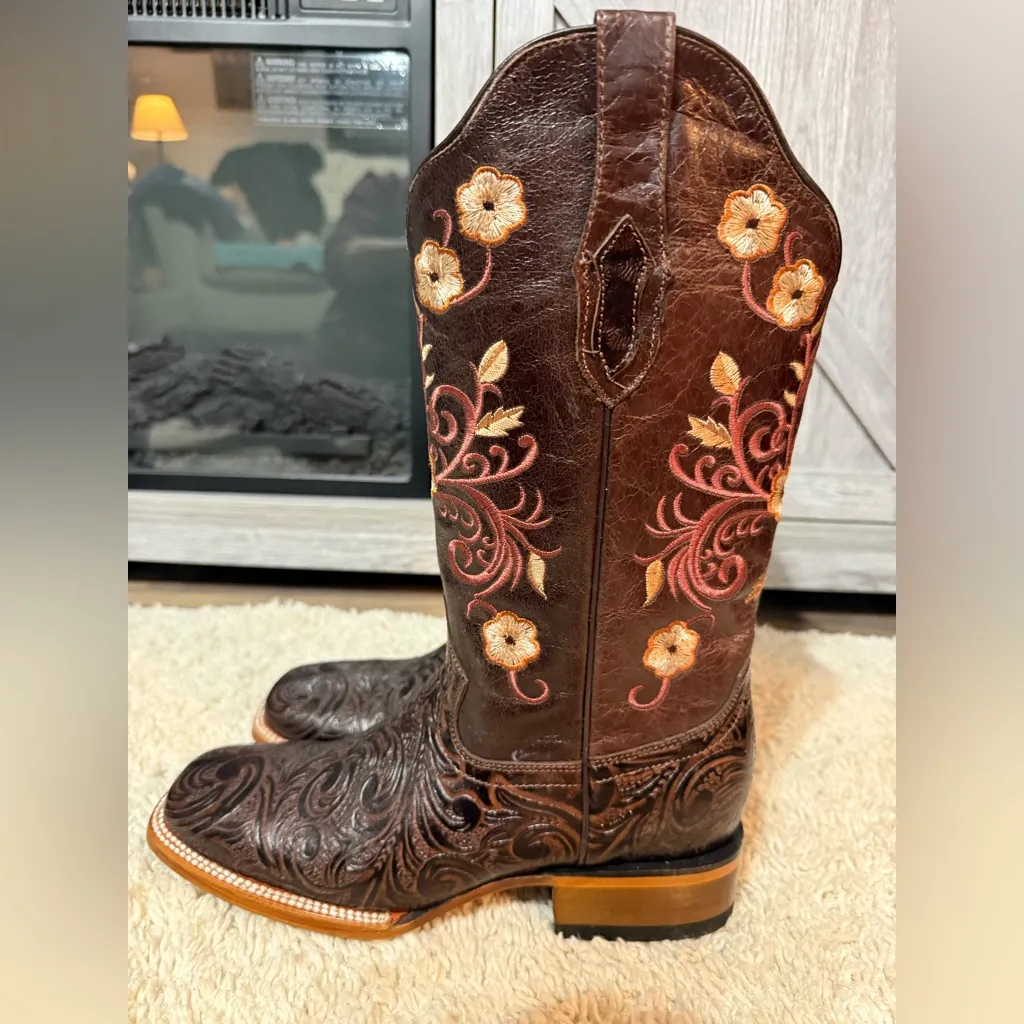 NWOB Rock'em Ramitas Cincelado Square Toe Cowgirl Boot Blue Size 9 - Image 4