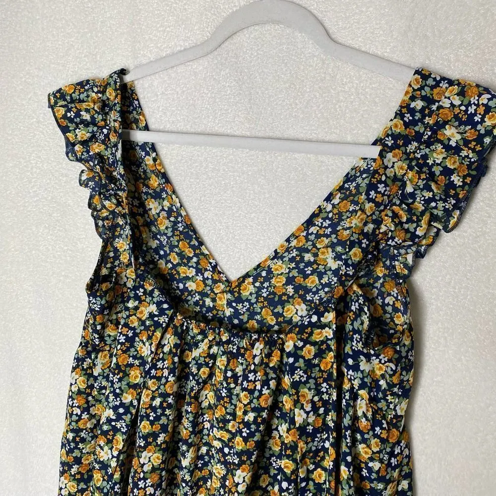 SHEIN Ruffle Open Tie Back Allover Floral Sleeveless Mini Dress Small A-Line - Image 7