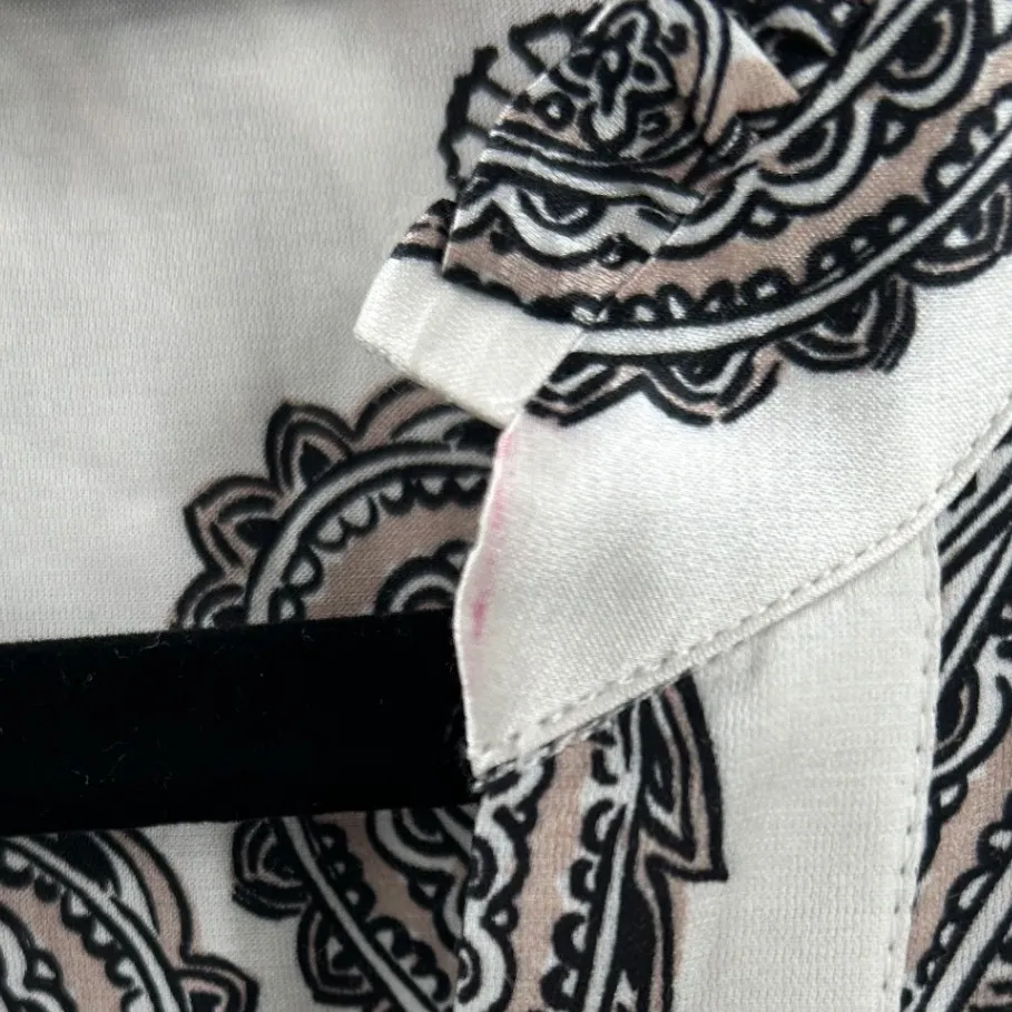 Hale Bob Paisley Print Ruffle V Neck Long Sleeve Silk Blend Midi Dress Sz Large - Image 7