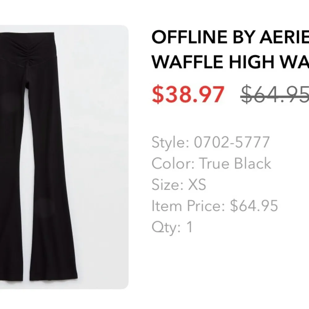 Black AE Offline Waffle Flared Leggings - Image 5