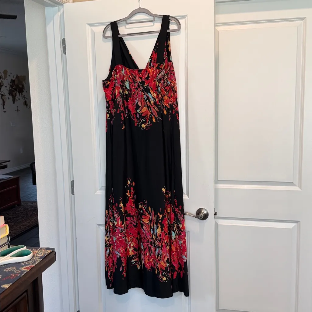 New Directions 3X Floral Maxi Dress Black - Image 2