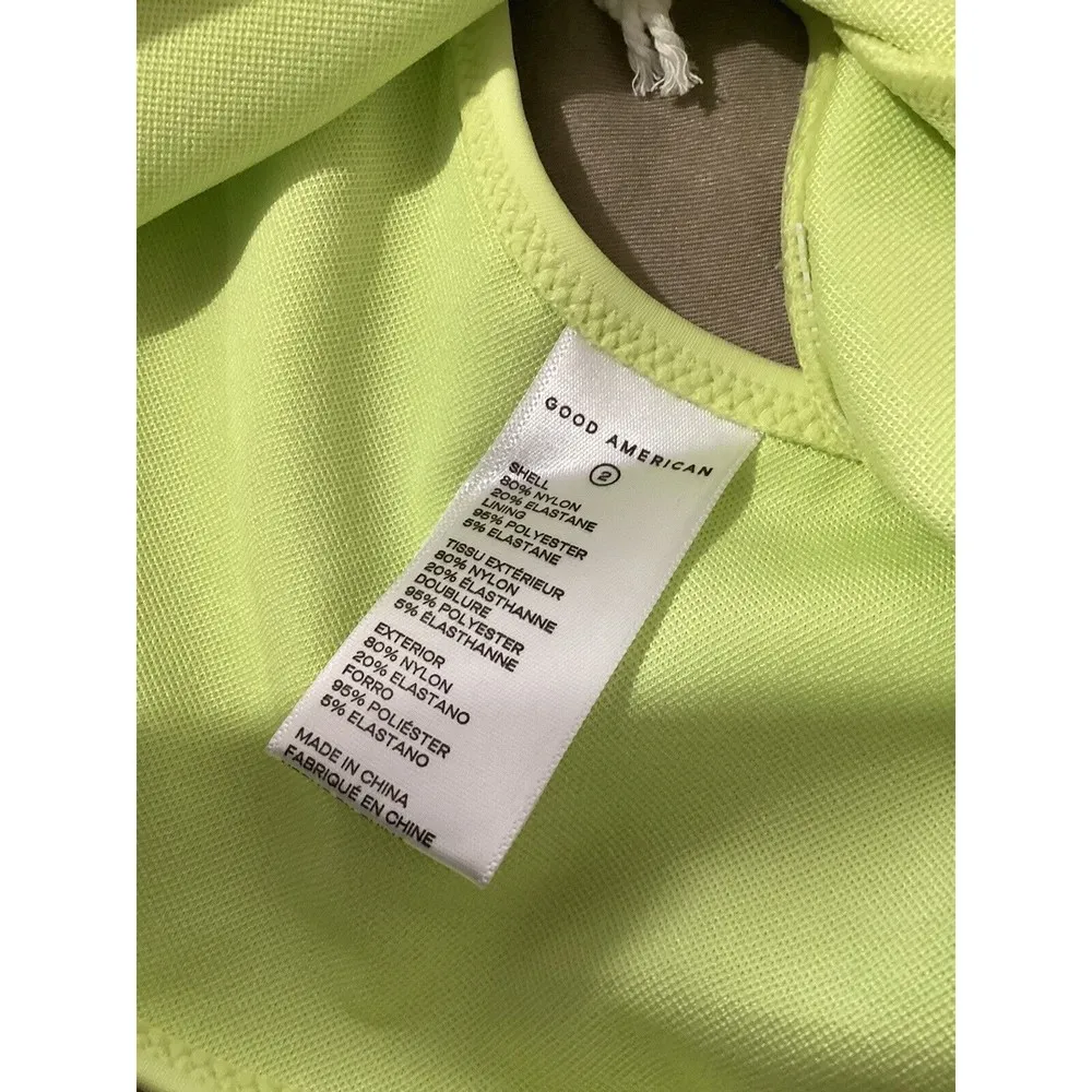 Good American Scuba Hot Shoulder Bikini Top Sz 2 Medium Swim Key Lime Green - Image 6