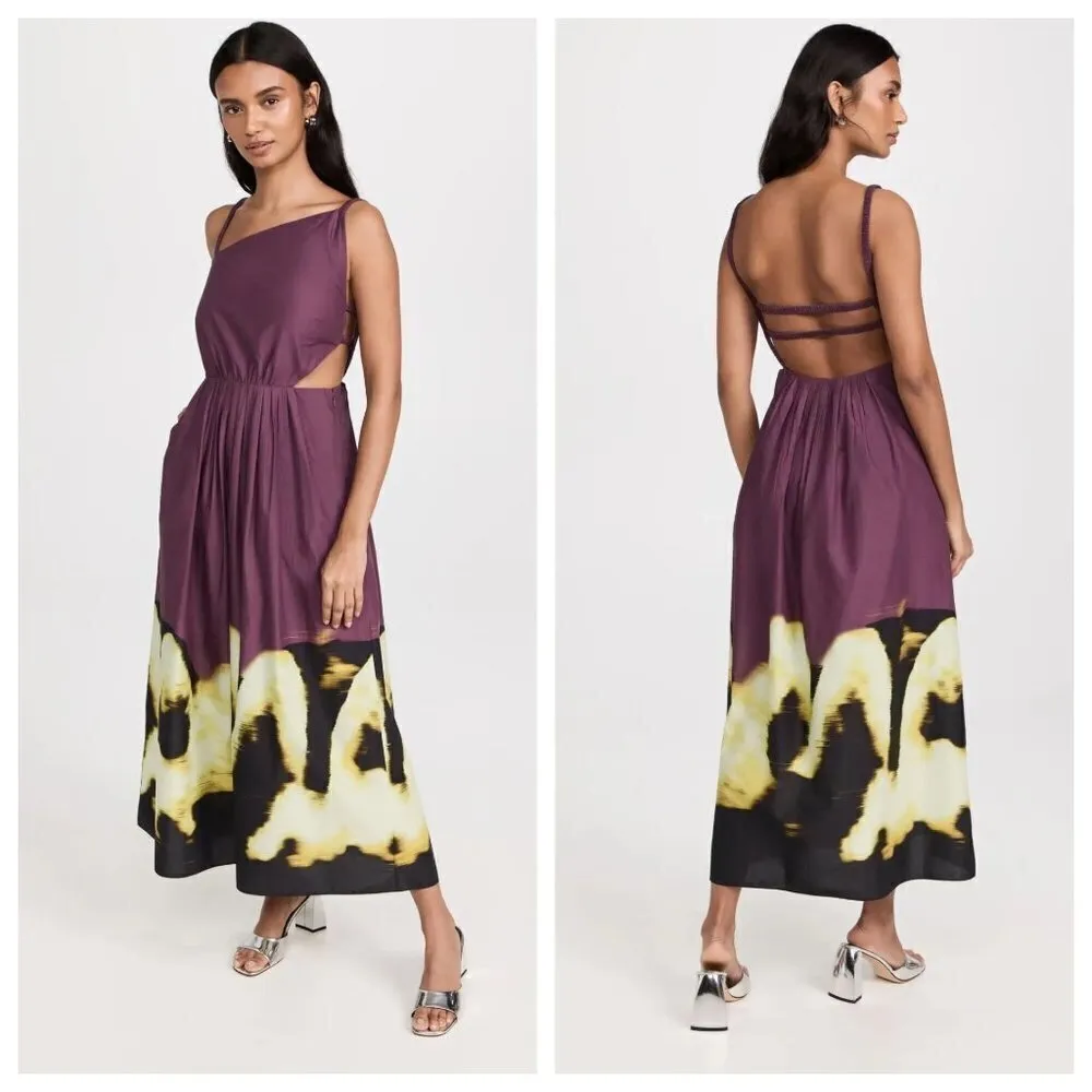 Jonathan Simkhai Collene Poplin Open Back Strappy Midi Dress Purple Size Medium - Image 16