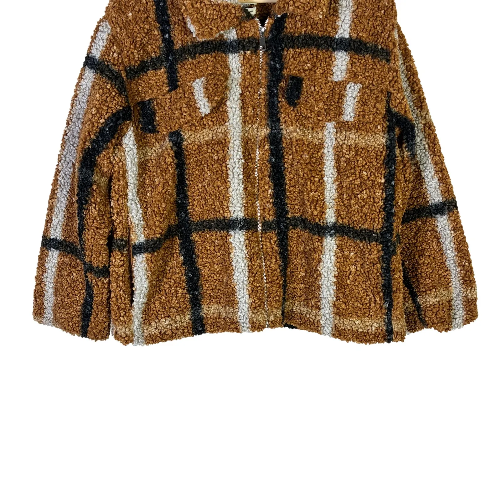 Stoosh Plaid Sherpa Fleece Jacket Womens L Brown Cozy Winter Rustic Country - Image 4