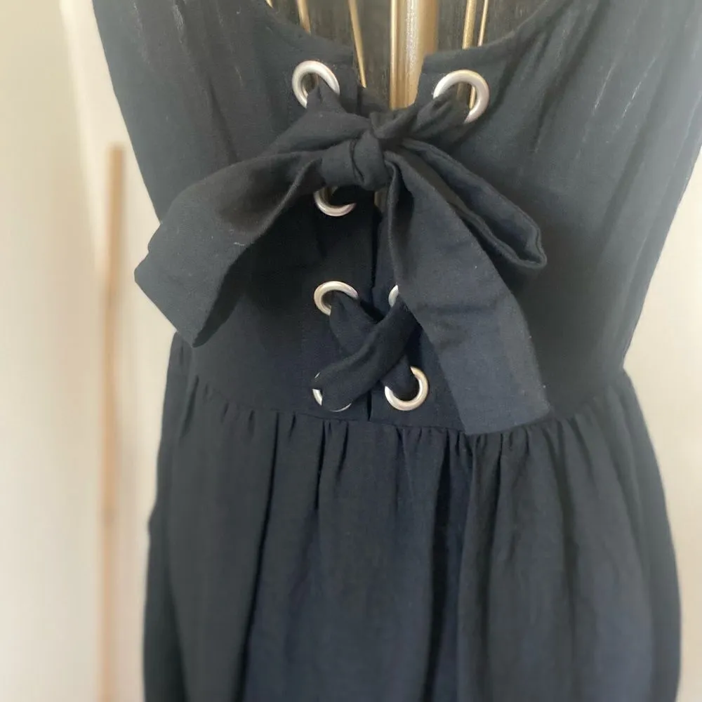 Doe & Rae black witchy dress with lace up back and pockets goth Wednesday - Image 12
