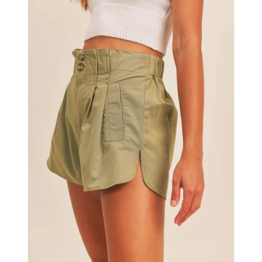MABLE Melalonie High Waistband Shorts Olive Green Woman's Small NEW!! - Image 3
