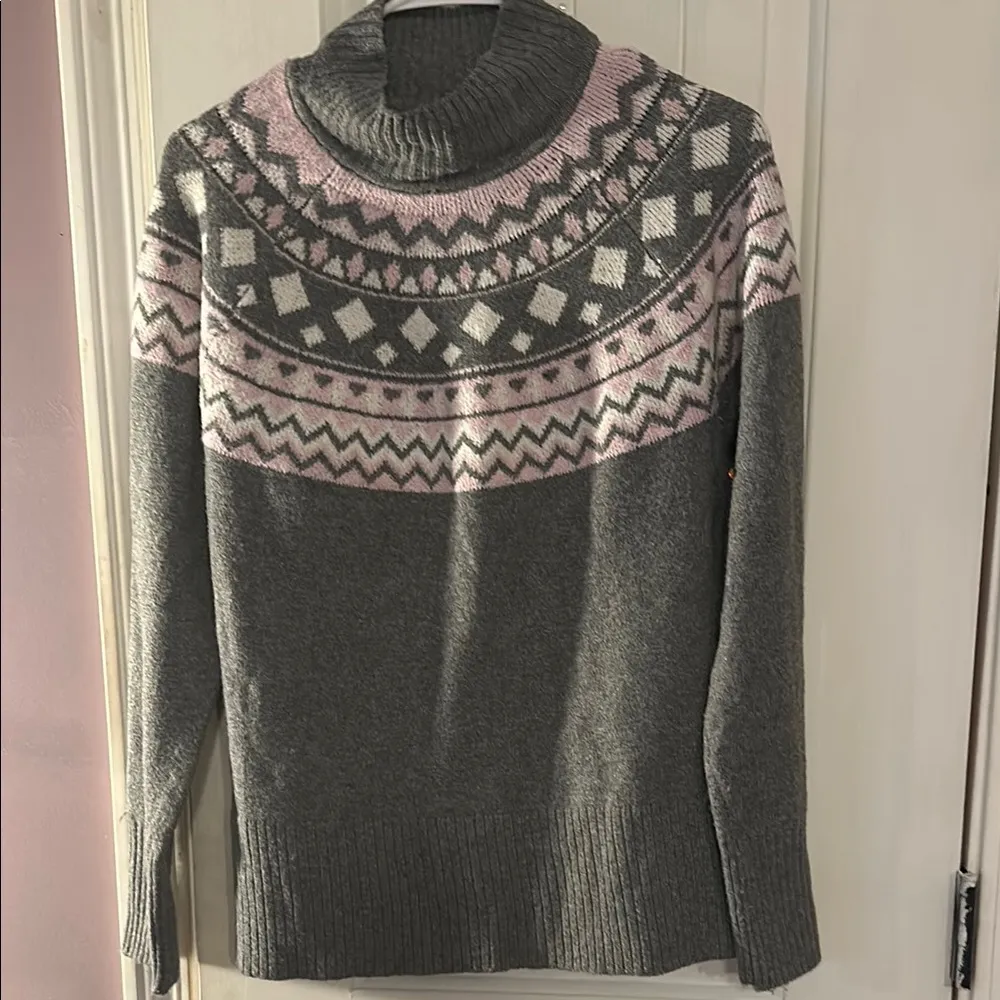 Gray Fair Isle Women's Sweater - Image 2