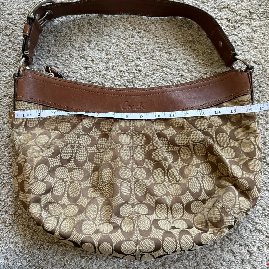Coach Signature Canvas Soho Hobo Shoulder Bag Tan & Brown - Image 11