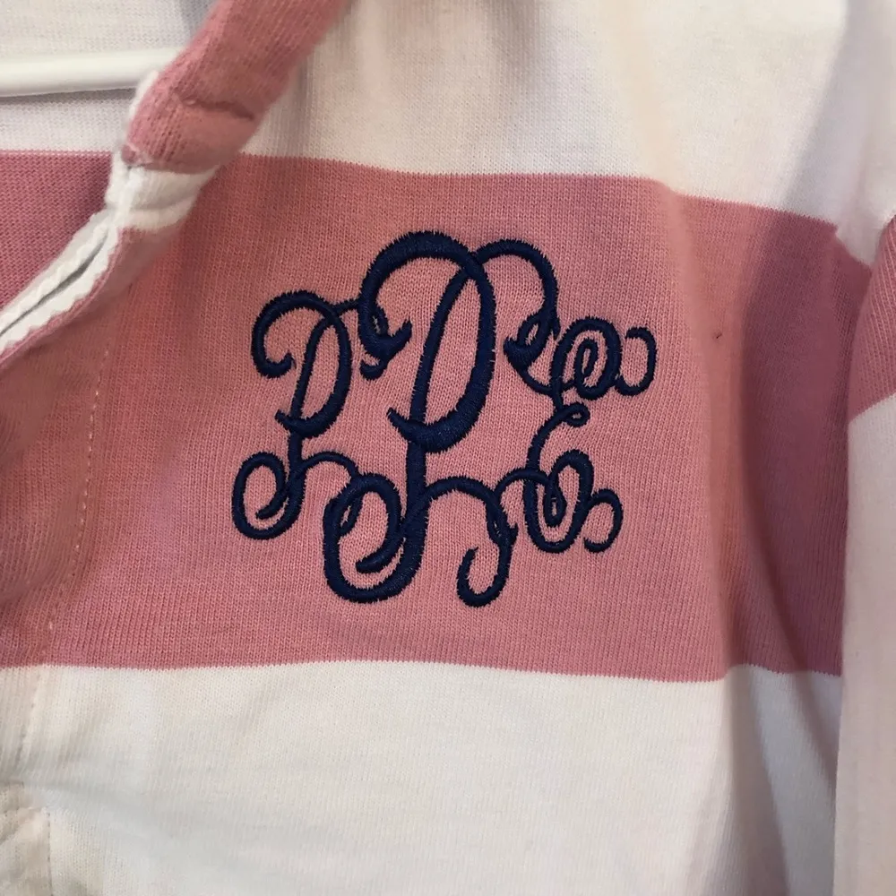 NEW Charles River Cotton Rugby Striped Hoodie Sweater Small Monogrammed P - Image 2