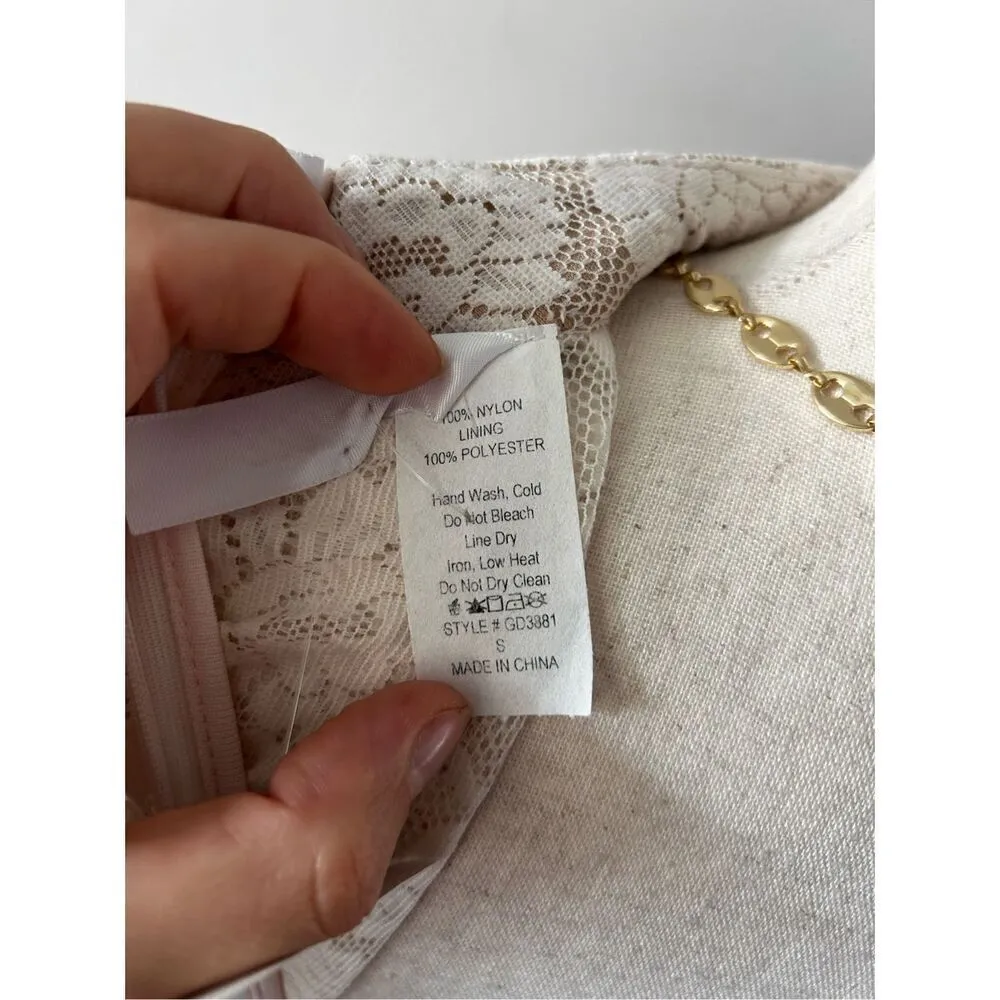 Lace white tan dress size small Pink - Image 4