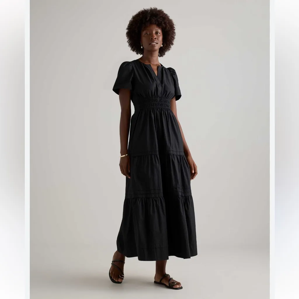 Quince 100% Organic Cotton Poplin Tiered Maxi Dress - Image 2