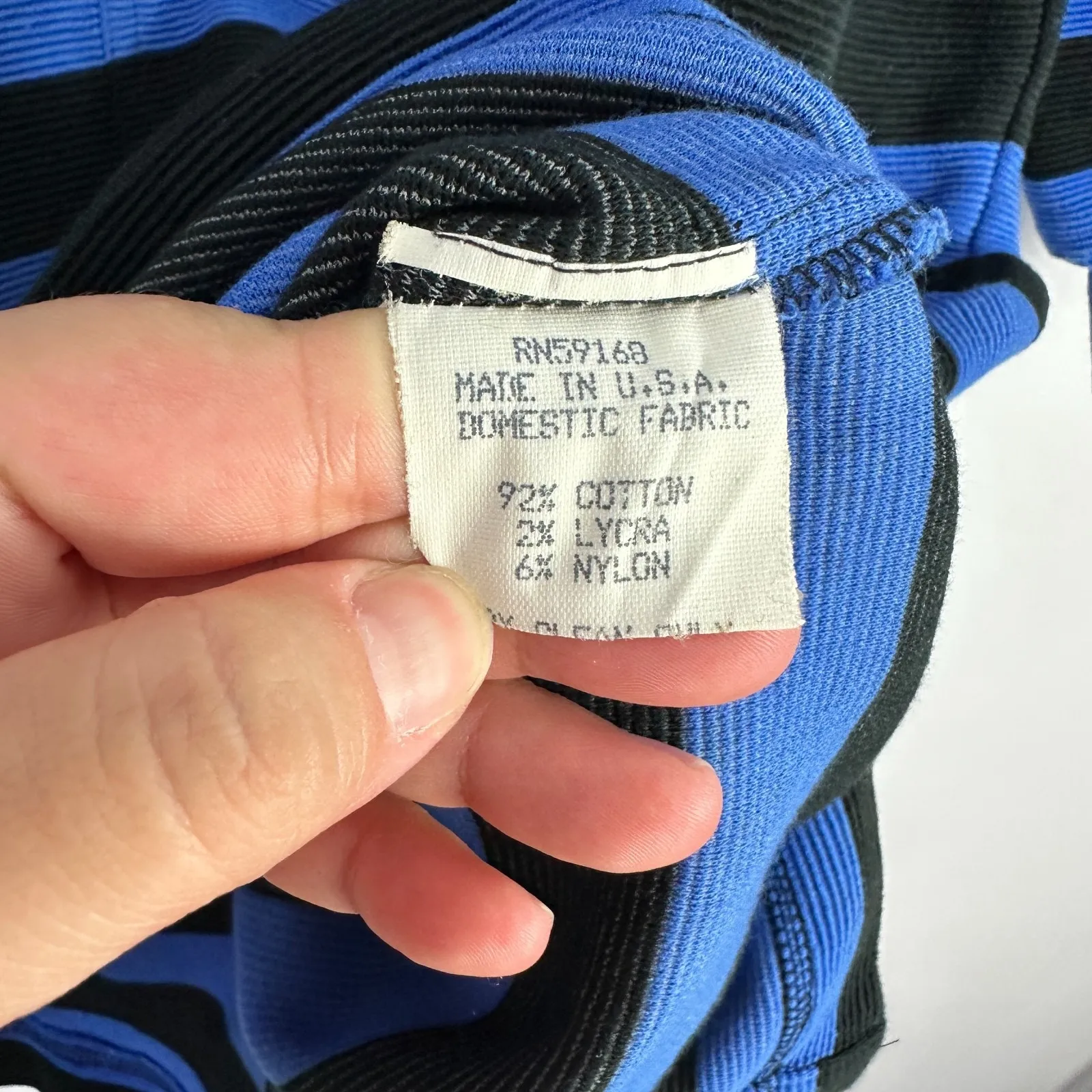 Karen Kane Sweater Dress Women L Blue Black Stripe Preppy Cotton Mod 90s USA VTG - Image 3