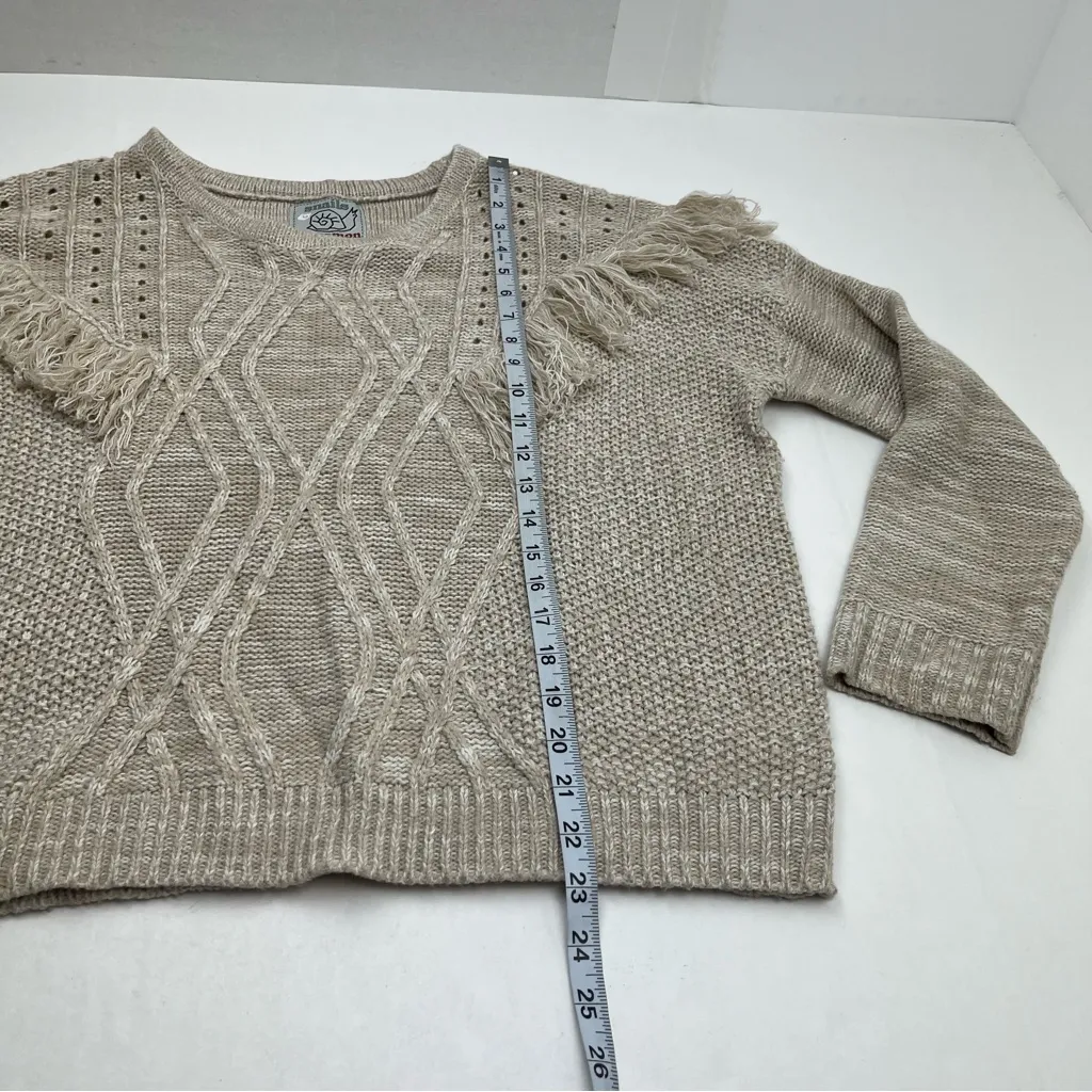 Snails & Cinnamon Heathered Tan Sweater Womens Size Large Cable Knit *TINY FLAW - Image 6