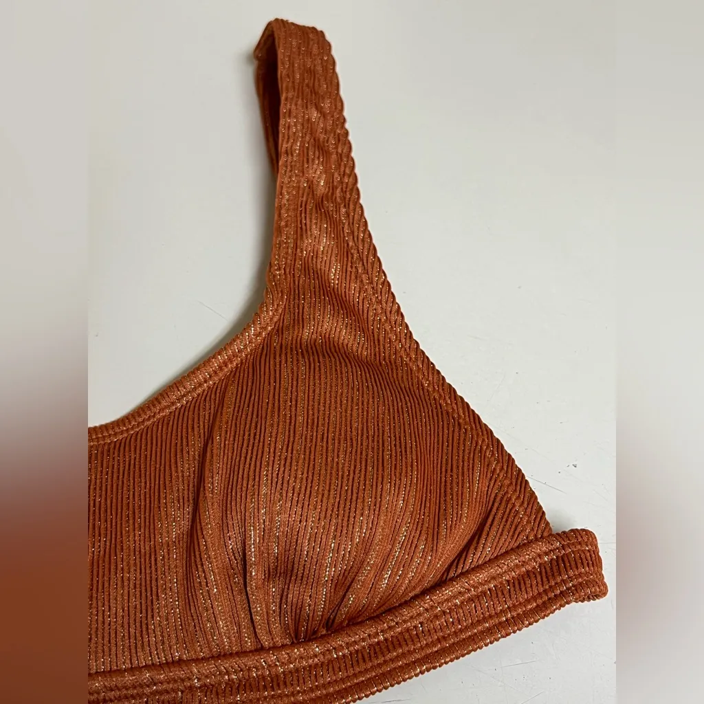 Xhilaration Women's Metallic Brown Ribbed Bralette Bikini Top - Large - VGUC - Image 3