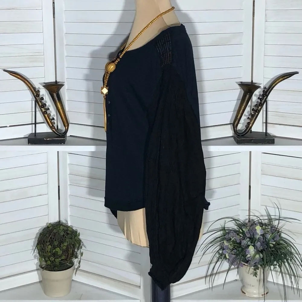 Free People Blue Cotton Balloon Long Sleeve Top XS - Image 4