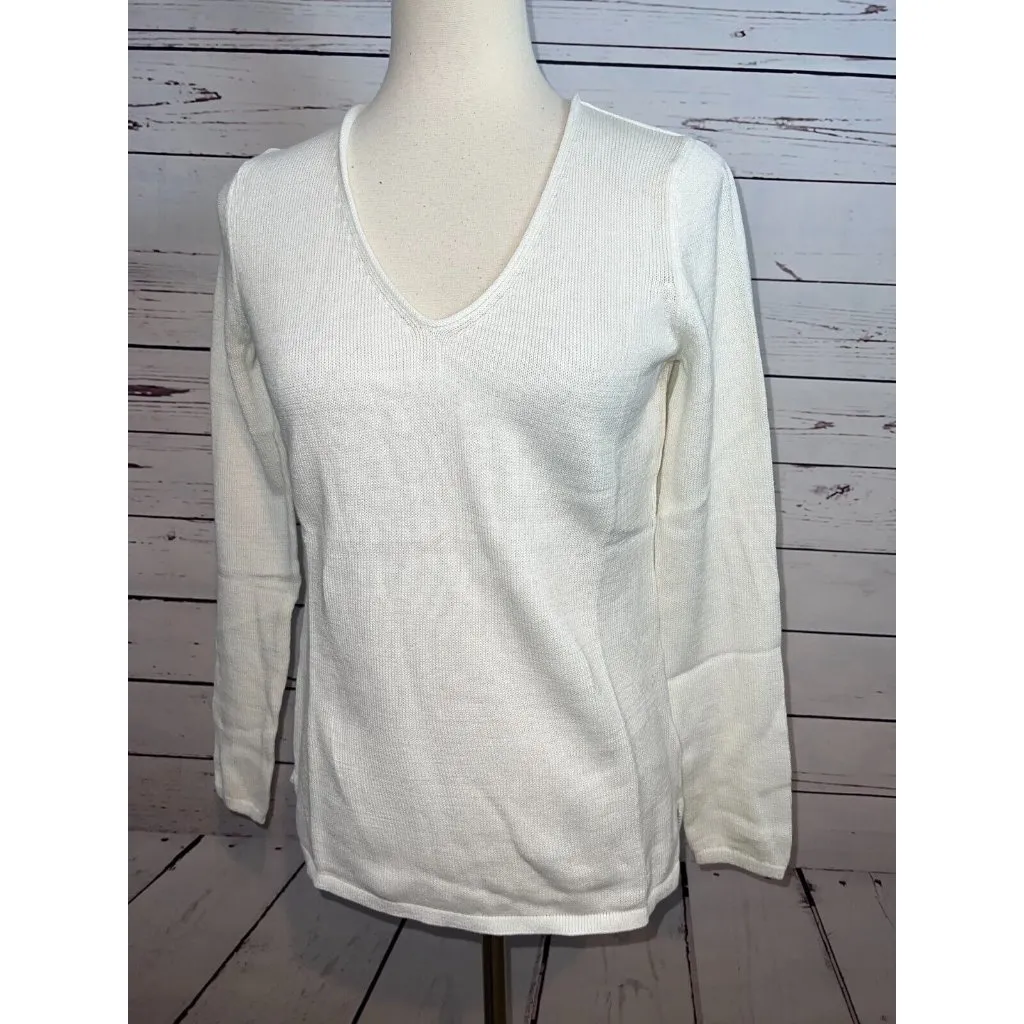 NWT Old Navy‎ vneck Sweater Knit size Small Classic Vee White Pullover - Image 7