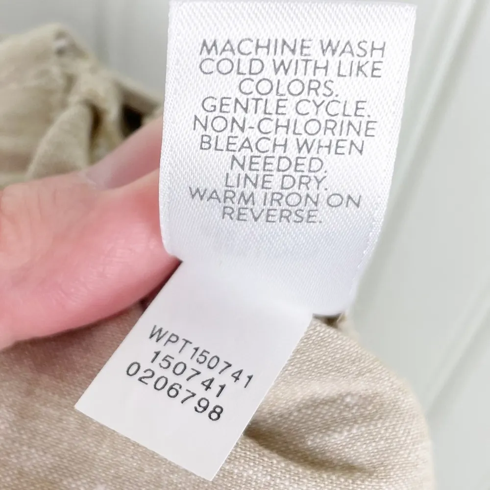 J. Jill Linen Stretch Pants Flat Front Slit Ankle Macademia Tan Size Small - Image 8