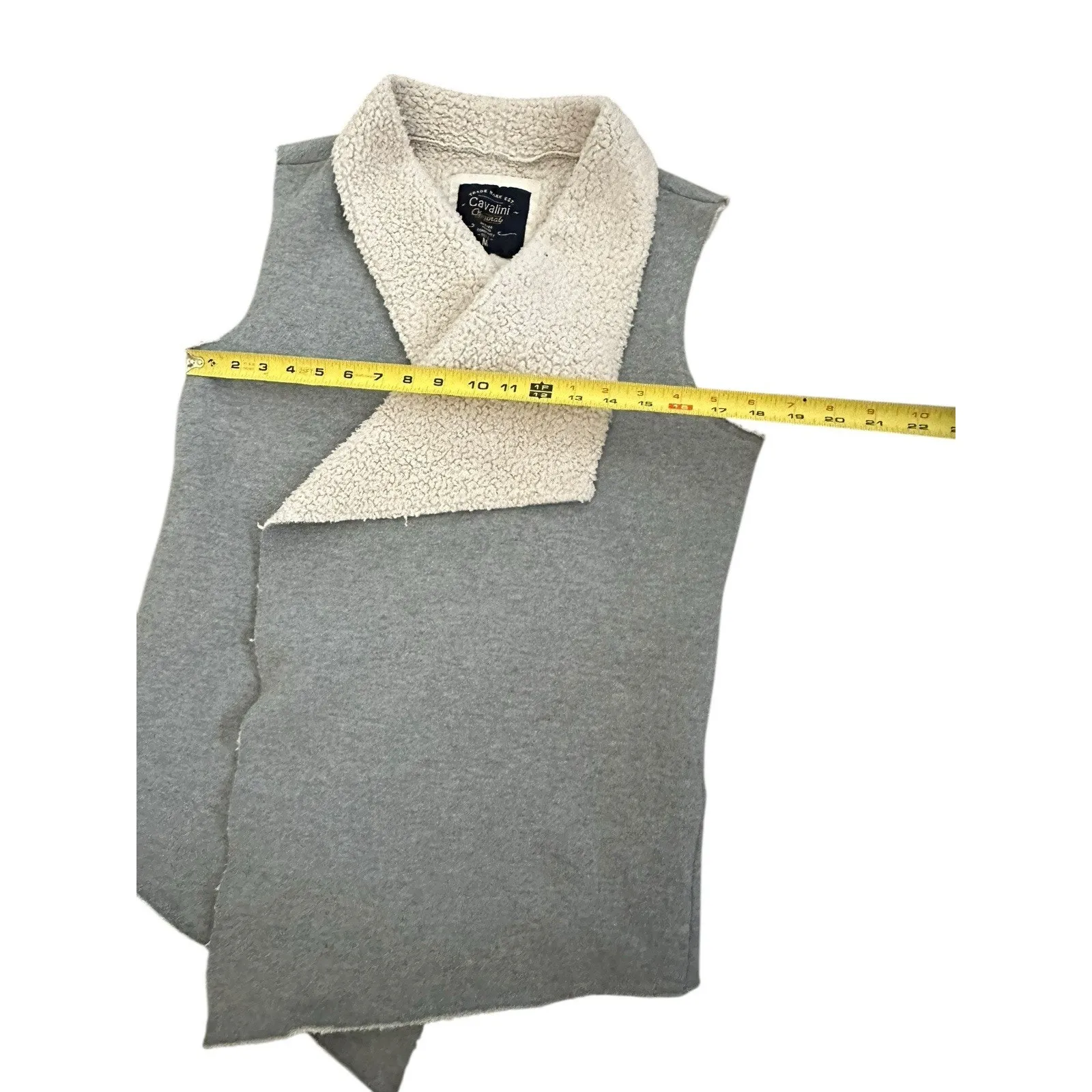 Cavalini Women's Size Medium Grey Sherpa Open Front Western Cardigan Sweater - Image 3