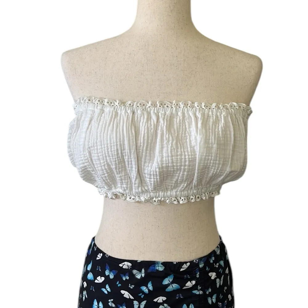 VINTAGE HAVANA GAUZE RUFFLE TUBE TOP - Image 11