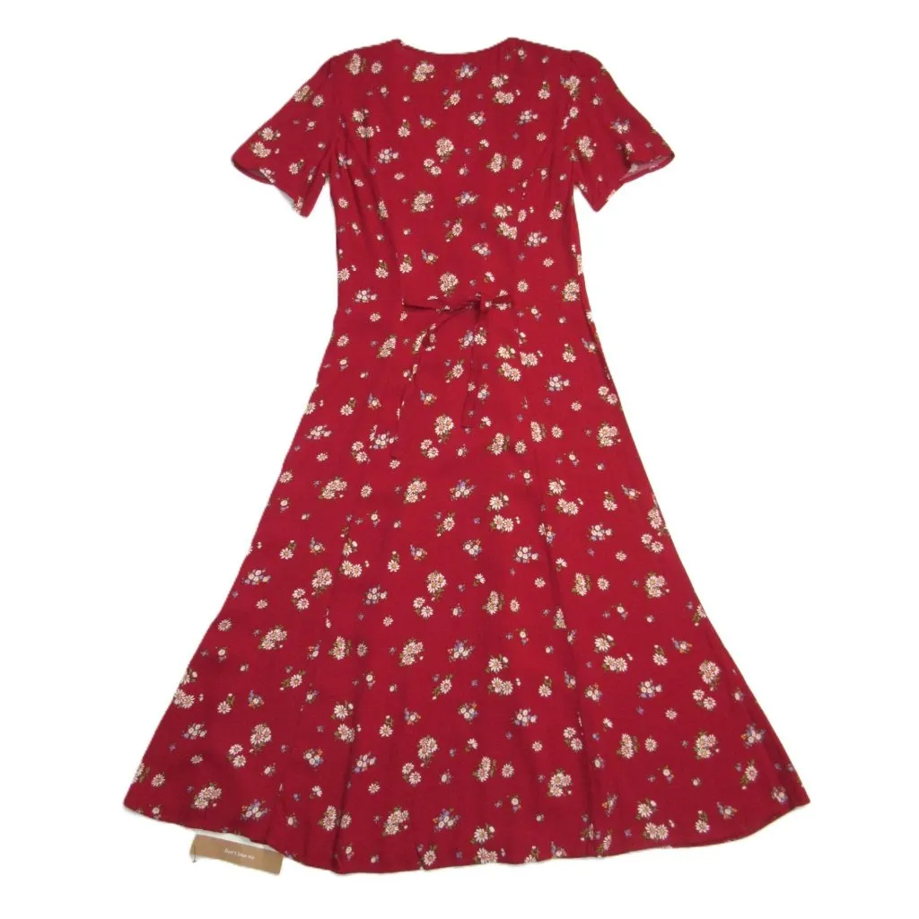 NWT Reformation Locklin in Cassia Red Floral Print Midi Shirt Dress 4 $198 - Image 6