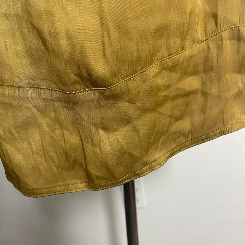 Free People Gold Satin Cowl‎ Neck Open Back Tie Mini Dress Size M - Image 6