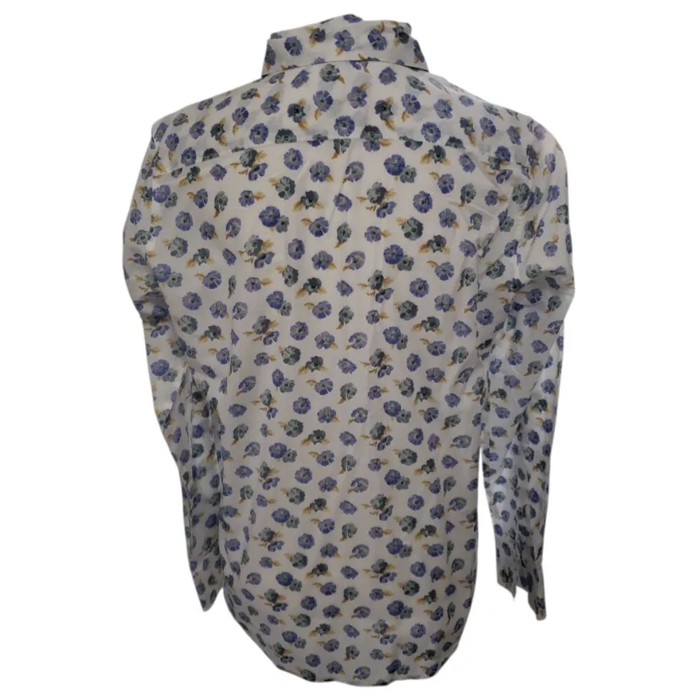 GAP Women's White & Purple Floral Print Button Down Blouse Small - Image 3