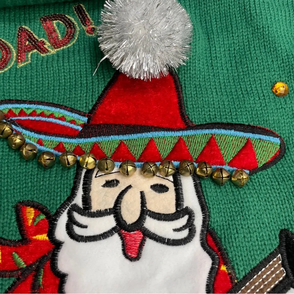 Holiday Time Feliz Navidad
Santa Sombrero Guitar Boots
Green Christmas Sweater - Image 7