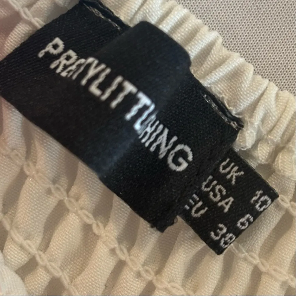 PRETTYLITTLETHING White Bodycon Ruched Dress‎ with Balloon Sleeves NWOT Size 6 - Image 8