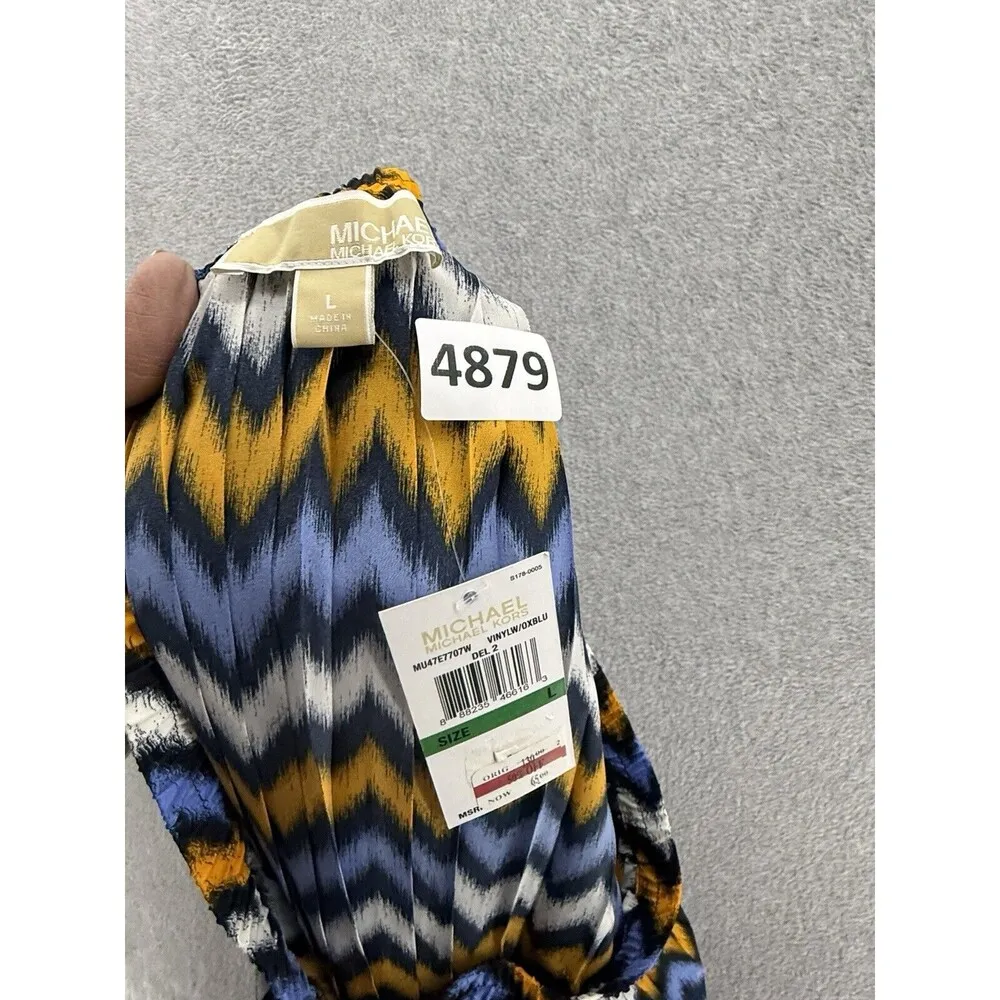 MK Michael Kors Women's Maxi Skirt Striped Pleated Size Large Chevron - Image 6