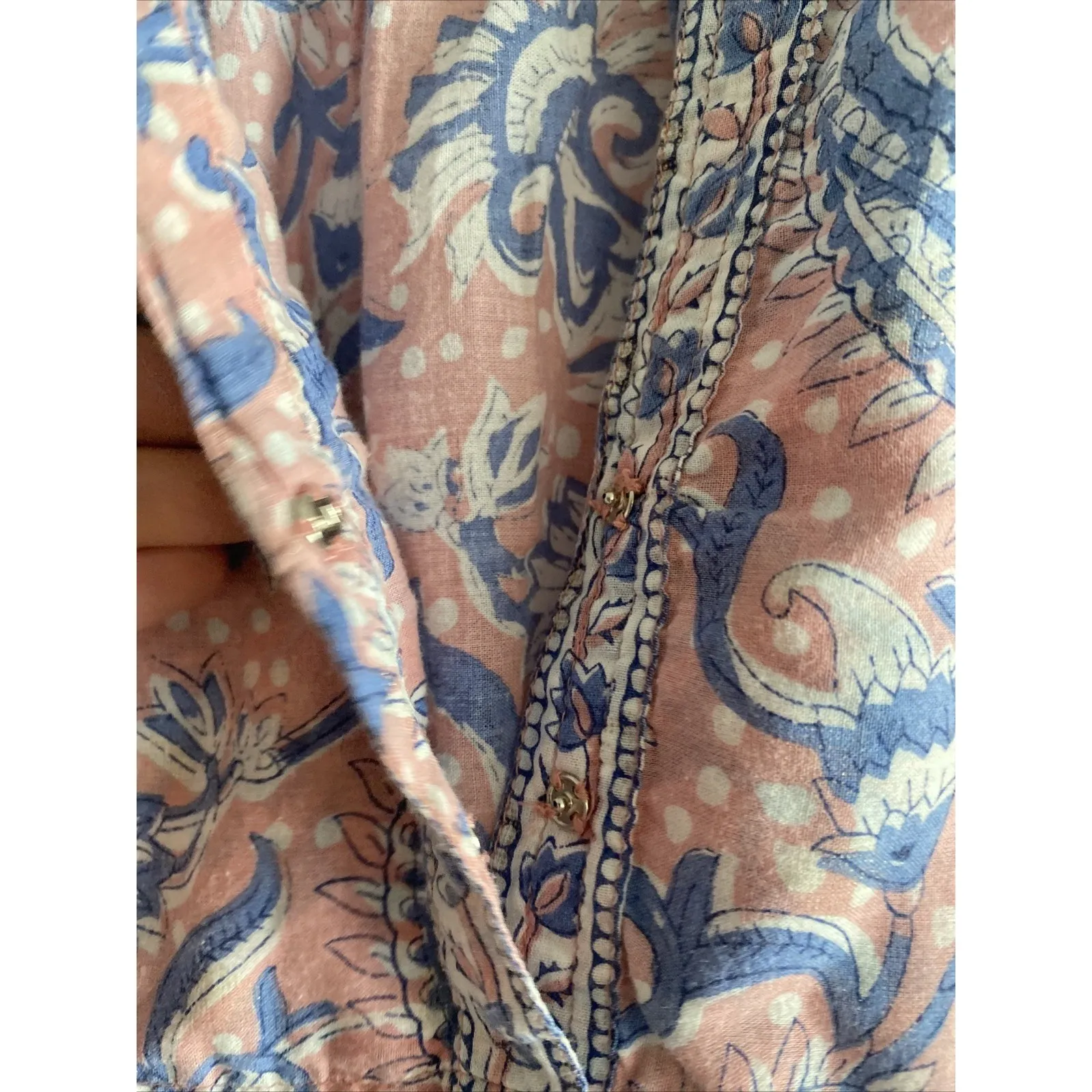 Lola Australia Womens Small Pink Blue Paisley Tiered Dress Morocco Mini Dress - Image 4