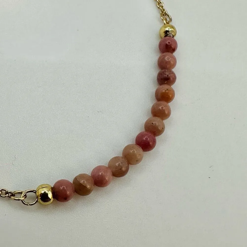 gold tone rhonodonite double chain 14k gold dipped necklace - Image 8