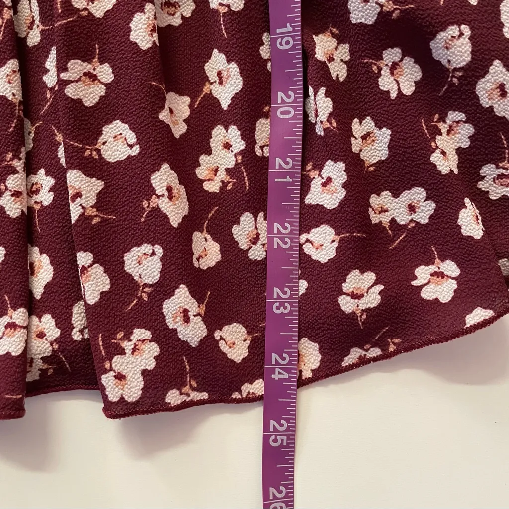 Papaya Burgundy Floral Blouse EUC Size S - Image 8
