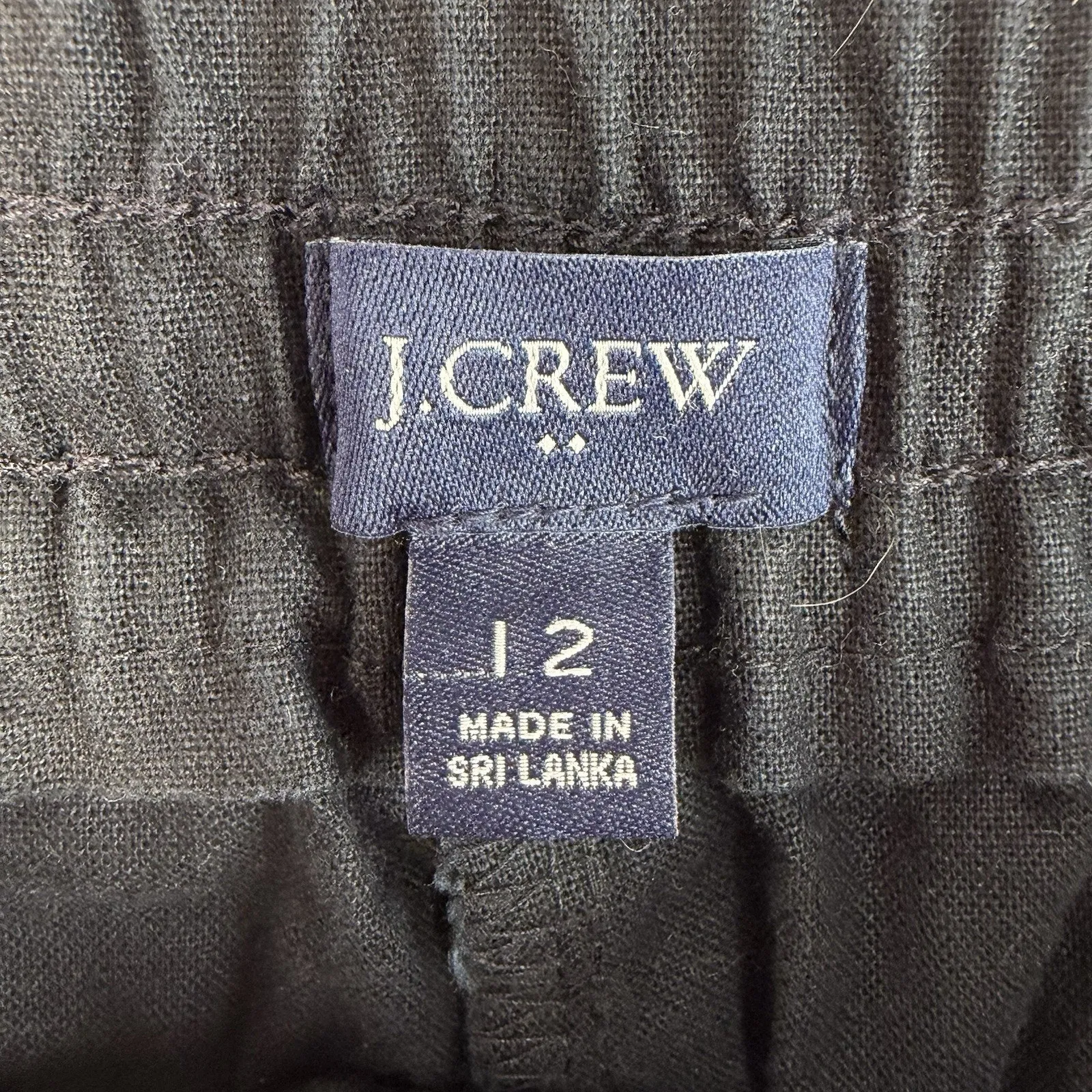 J.Crew Sz 12 Striped Linen Cotton Blend Drawstring Pants Cropped Cuffed Black - Image 5