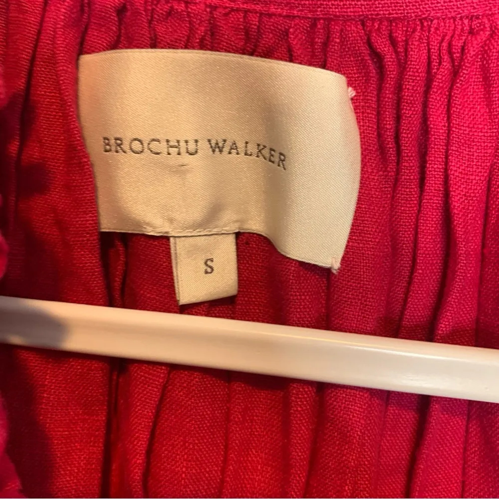 Brochu Walker The St. Tropez Dress Azalea Pink Oversized Flounce Dress Linen - Image 3