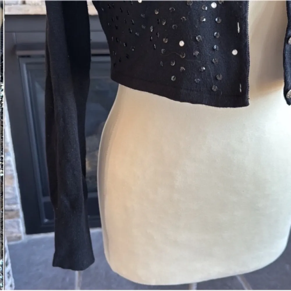 Tommy Hilfiger  Black Cropped Sequin Jacket - Image 9