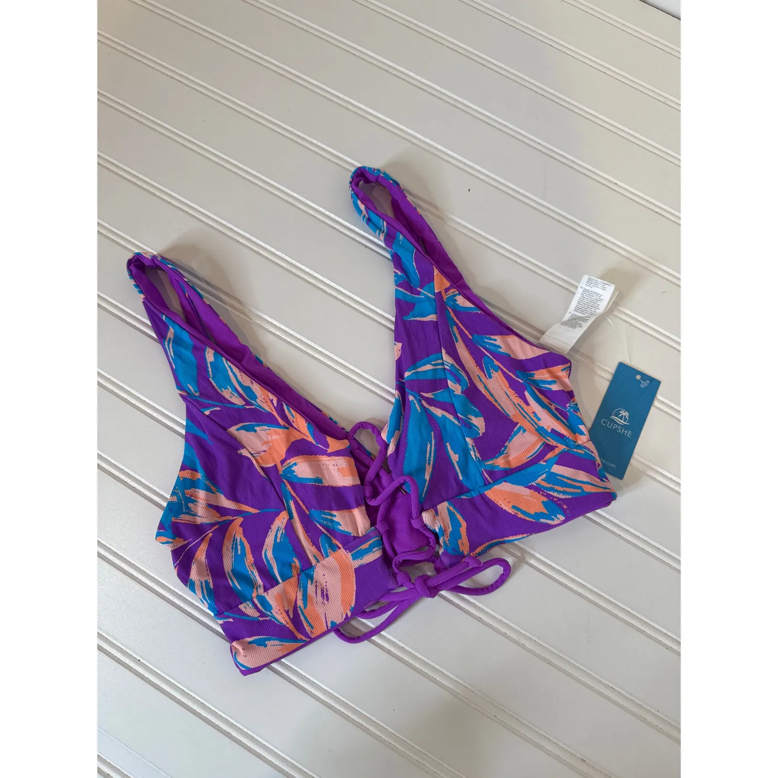 NWT Cupshe LOT OF 3 Swimming Tops - Reversible Lace-Up Halter Beach Bundle Sz M - Image 5