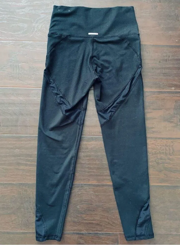 aerie Black Mesh High-Rise/Waisted Cropped 23" Leggings | Size: S - Image 5