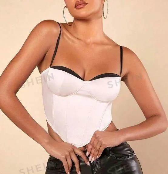 White corset cropped tank top - Image 4