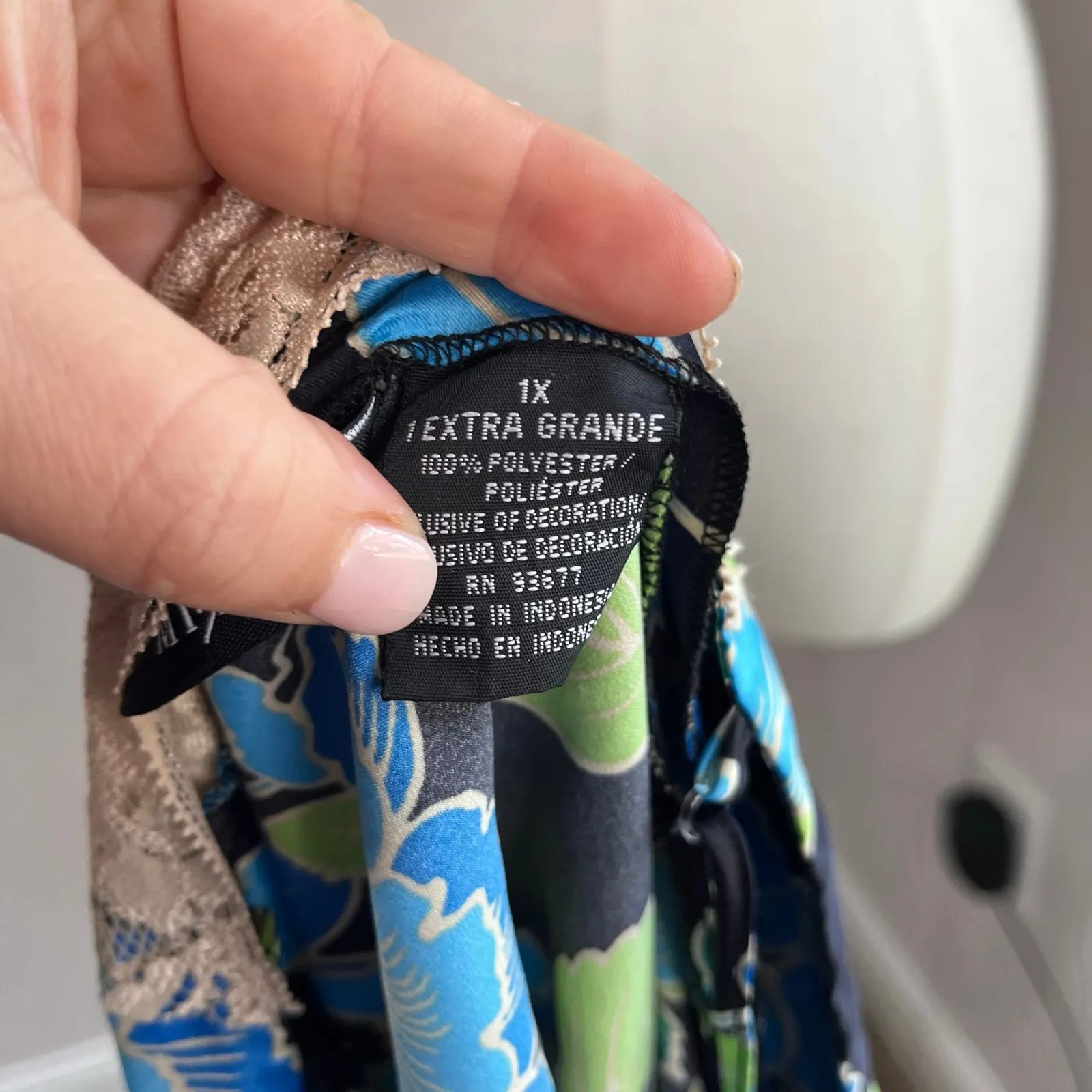 Y2K MIXIT Blue Floral Lace Trim Babydoll Cami Top 2000s Goth Plus 1X - Image 9