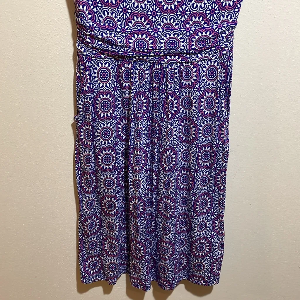 Boden Amelie Jersey Knit Short Sleeve Dress Blue White Pink Pattern Size 2 J0326 - Image 6