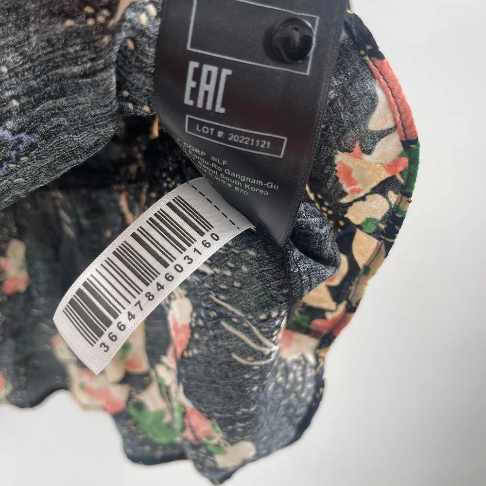 BA&SH Edon Blouse Size Large Floral Black Designer Luxury Peplum Noir Luxury - Image 12